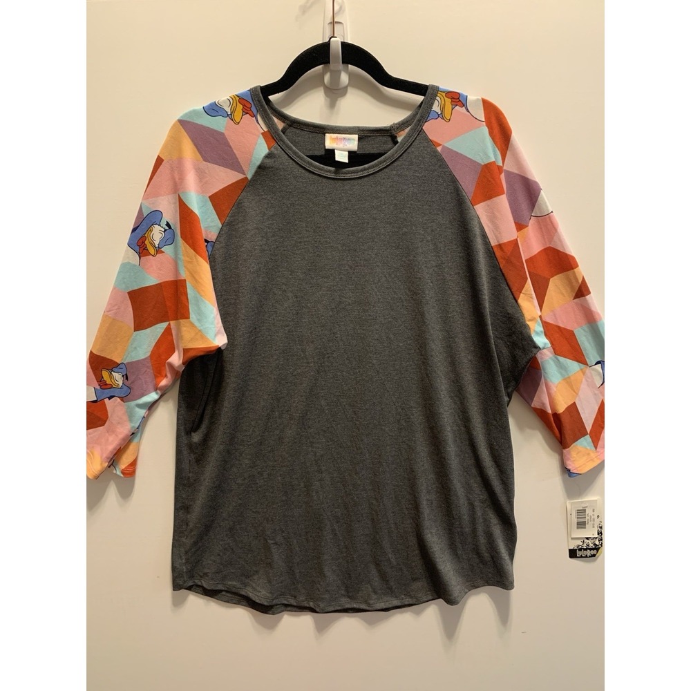 LuLaRoe Randy Heather Grey Colorful Donald Duck‎ Disney Shirt 2XL * New*